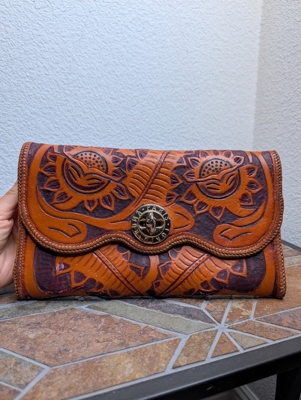 Artisanal 100% Genuine Leather Clutch Morocco Hand Braided Dyed Handmade Craft